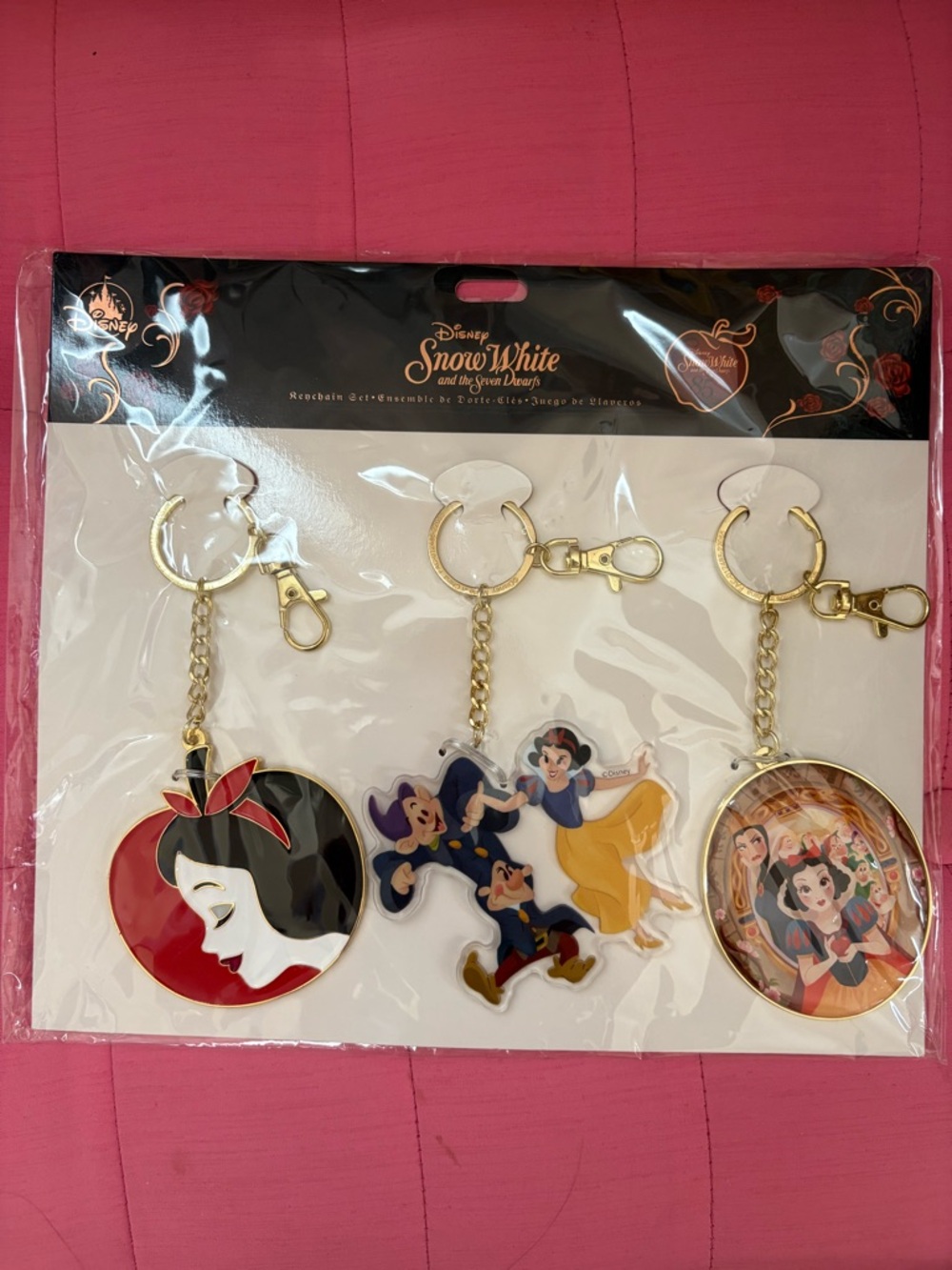 Disney Snow White Keychain Trio - Red, Yellow, Black Accents